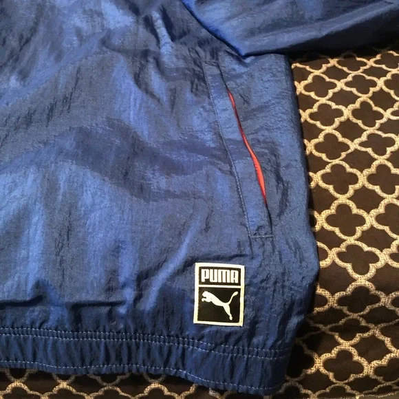 PUMA Mens Neon Pink Blue Full Zip Logo Jacket Nylon Sz 3XL